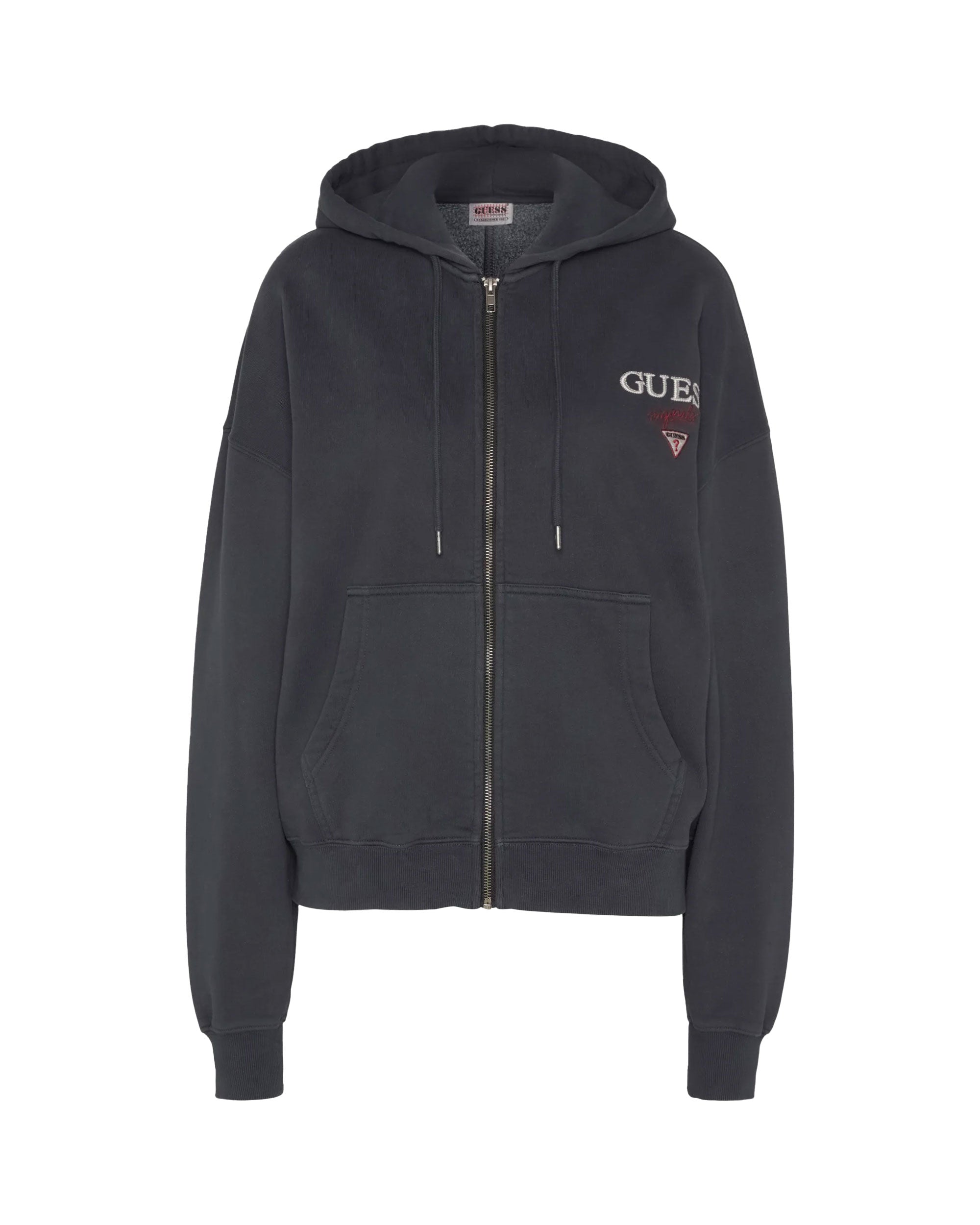 Guess Originals Washed Zip Up Hoodie Black