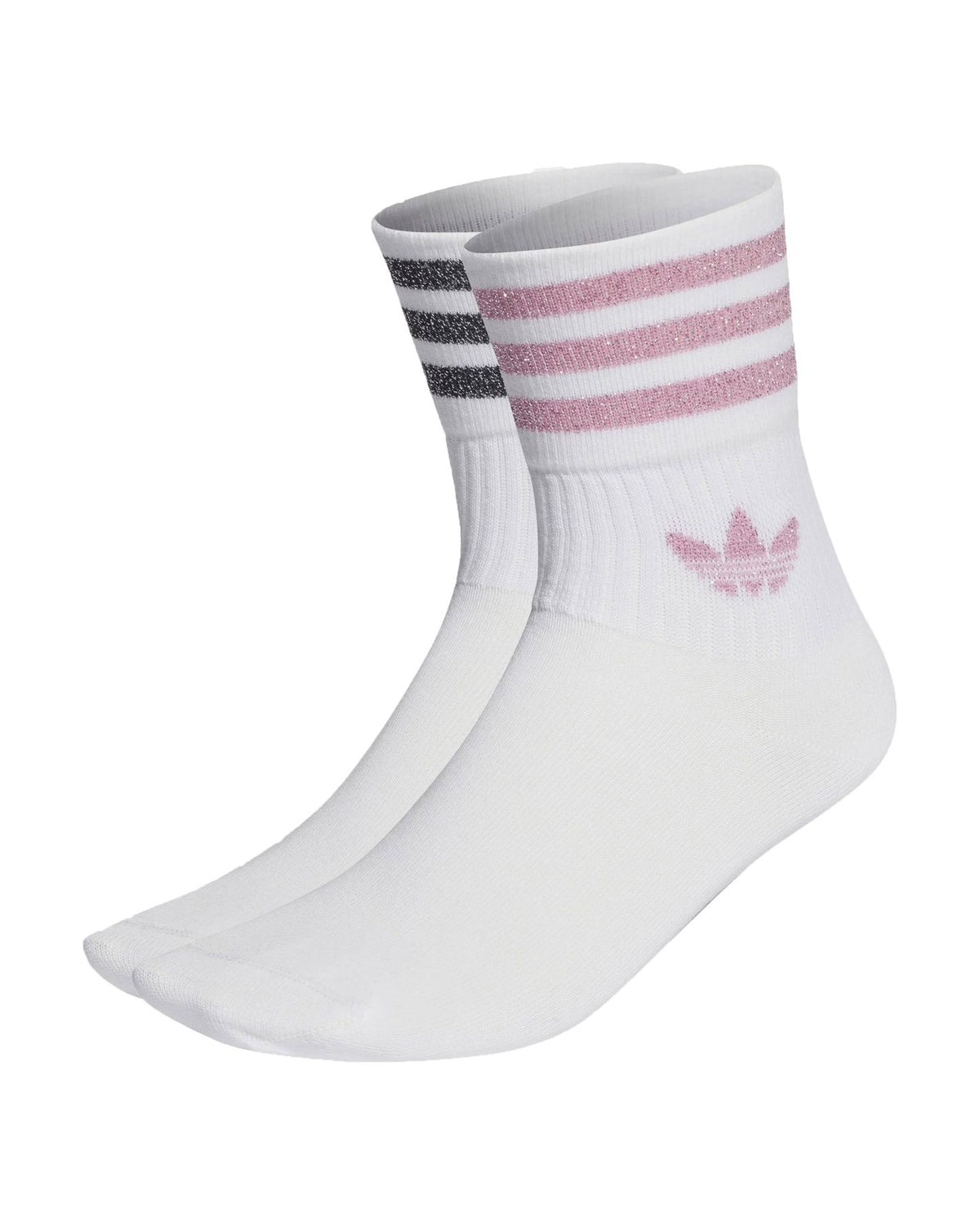 Adidas 2 Pairs Mid Cut Glitter Sock White