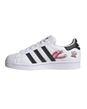 Adidas Superstar J White Black Patch