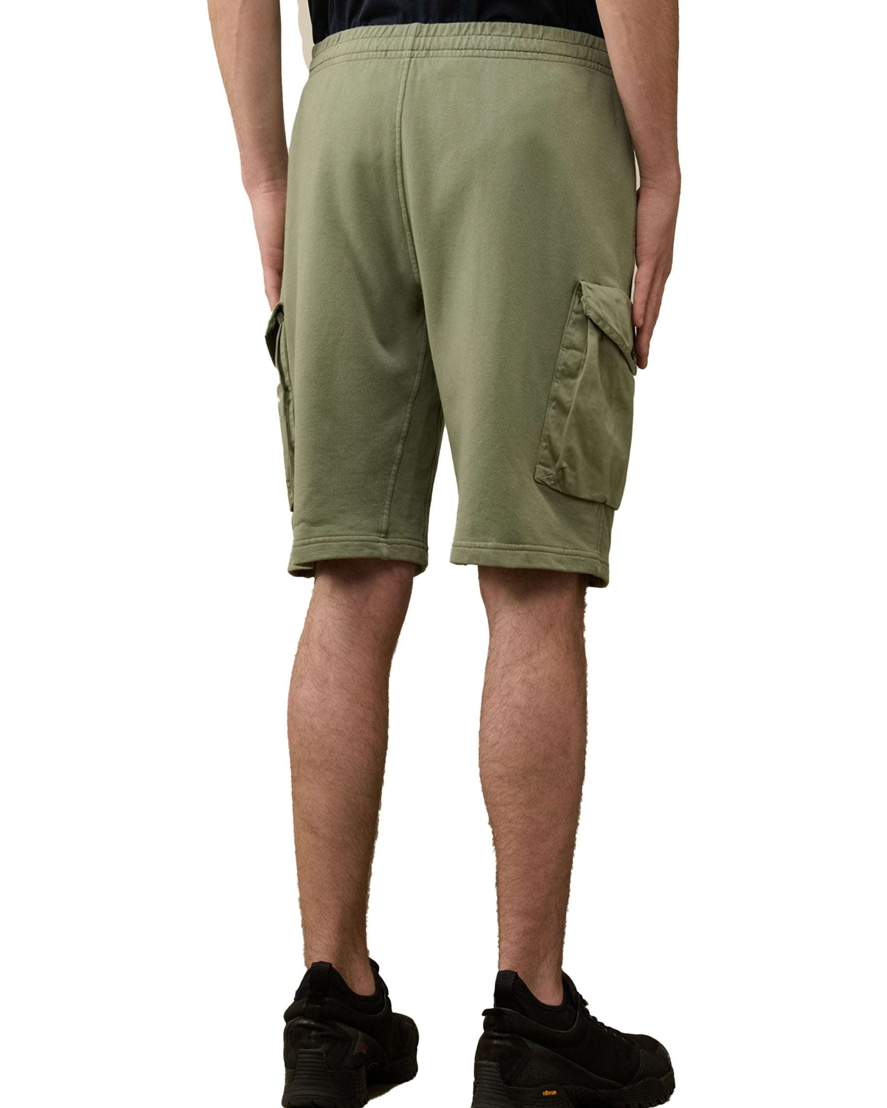 CP Company Cotton Fleece Mixed Cargo Shorts Agave Green