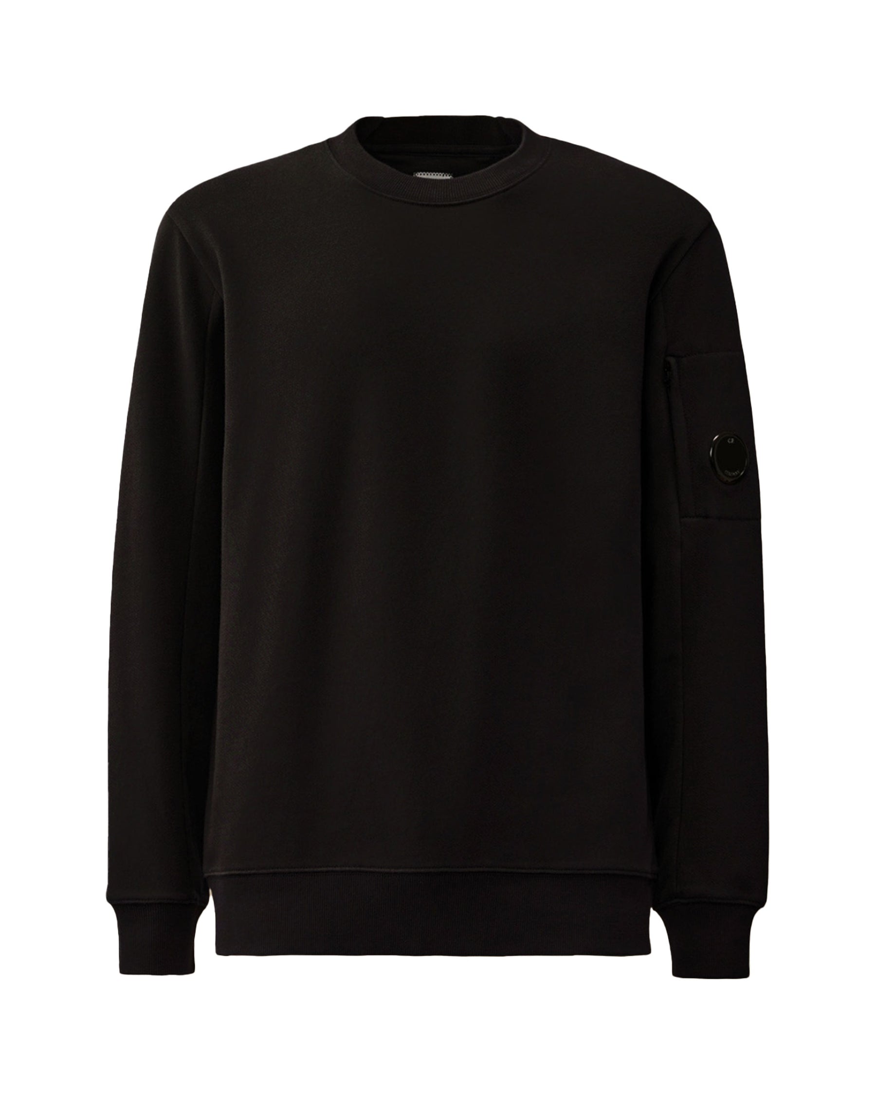 CP Company Diagonal Raised Fleece Crew Neck Lens Sweatshirt Black