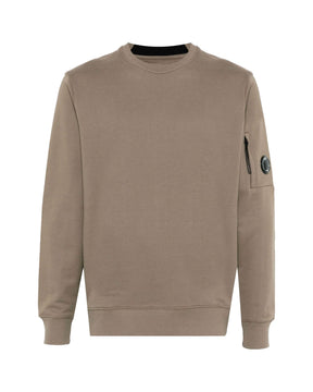 CP Company Diagonal Raised Fleece Crew Neck Lens Sweatshirt Walnut