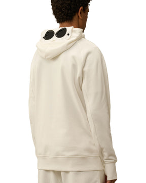 CP Company Diagonal Raised Fleece Goggle Hooded Sweatshirt Bianco