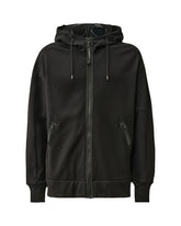 CP Company Diagonal Raised Fleece Goggle Zipped Hooded Sweatshirt Black