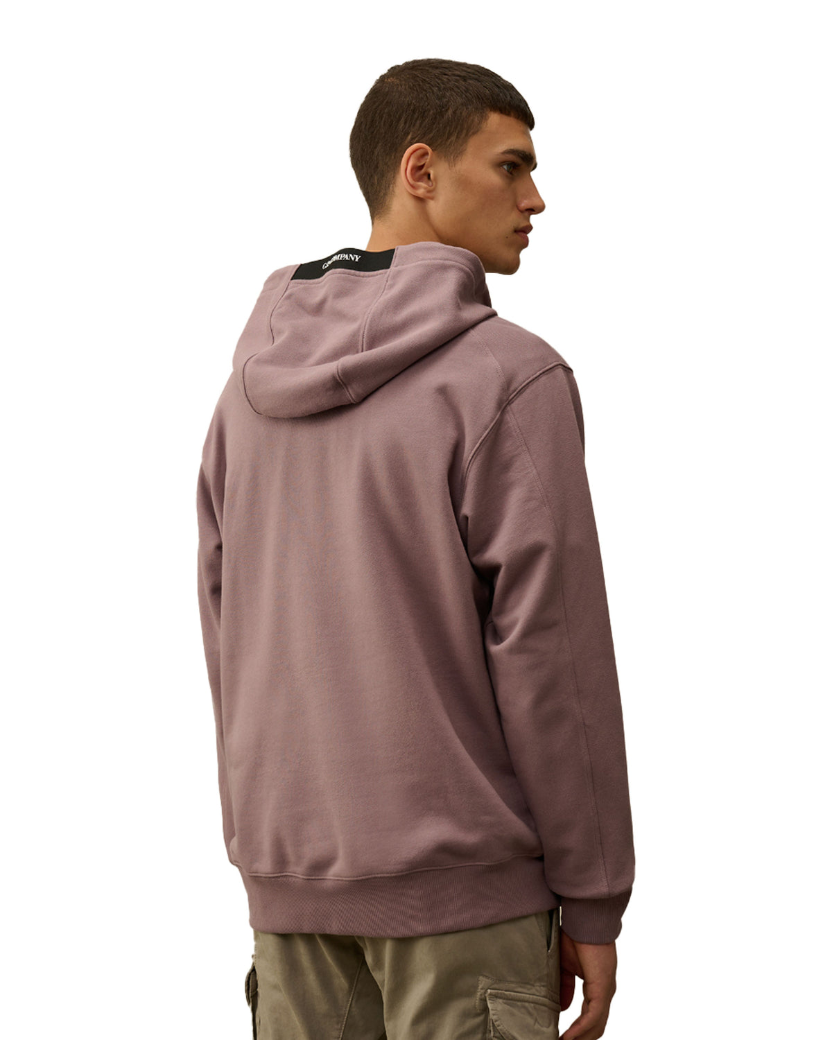 CP Company Diagonal Raised Fleece Lens Hooded Sweatshirt Purple Dove