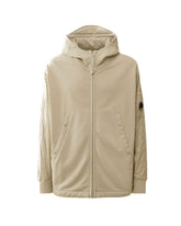 CP Company Diagonal Raised Fleece Mixed Quilted Hooded Sweatshirt Vintage Khaki