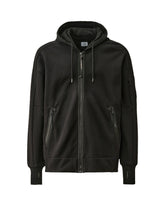 CP Company Diagonal Raised Fleece Zipped Hooded Sweatshirt Nero