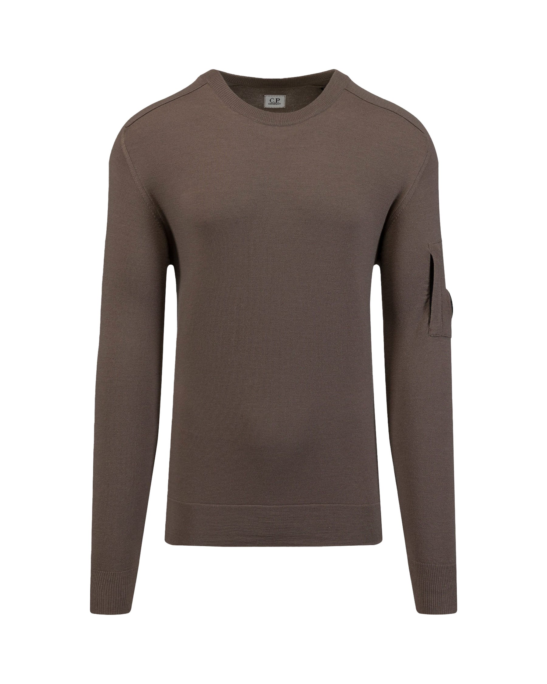 CP Company Extra Fine Merino Wool Crew Neck Knit Walnut