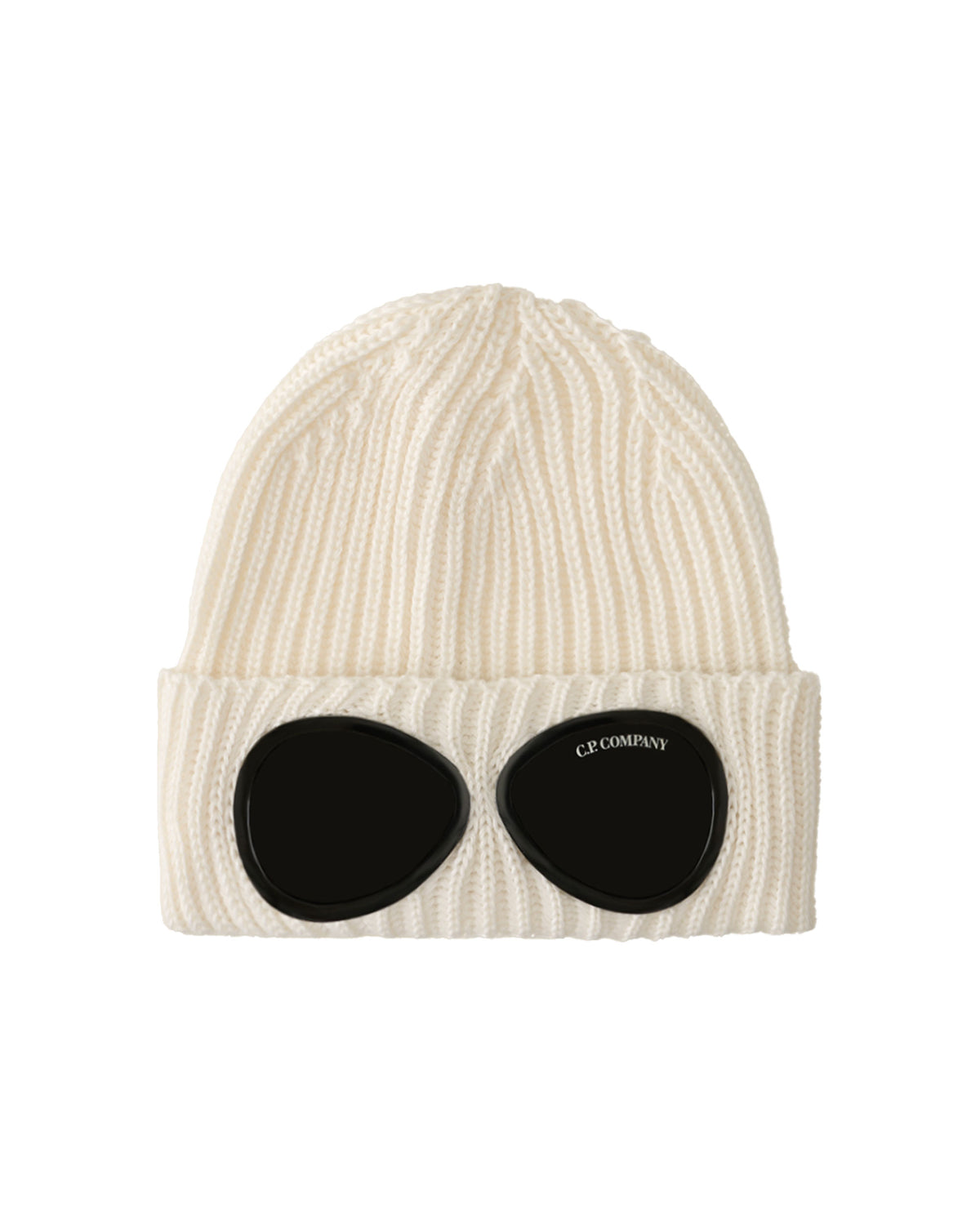 CP Company Extra Fine Merino Wool Google Beanie Gauze White