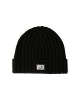 CP Company Extra Fine Merino Wool Logo Beanie Black