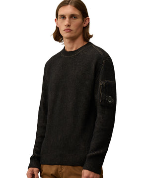 CP Company Knitwear Crew Neck In Fleece Knit Walnut