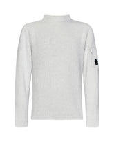 CP Company Knitwear Crew Neck In Fleece Knit White Melange