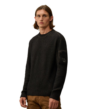 CP Company Knitwear Crew Neck in Fleece Knit Walnut