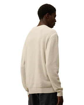 CP Company Knitwear Crew Neck in Fleece Knit White Melange