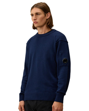 CP Company Lambswool Grs Crew Neck Knit Estate Blue