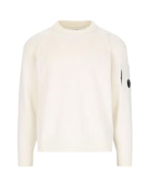 CP Company Lambswool Grs Crew Neck Knit Gauze White