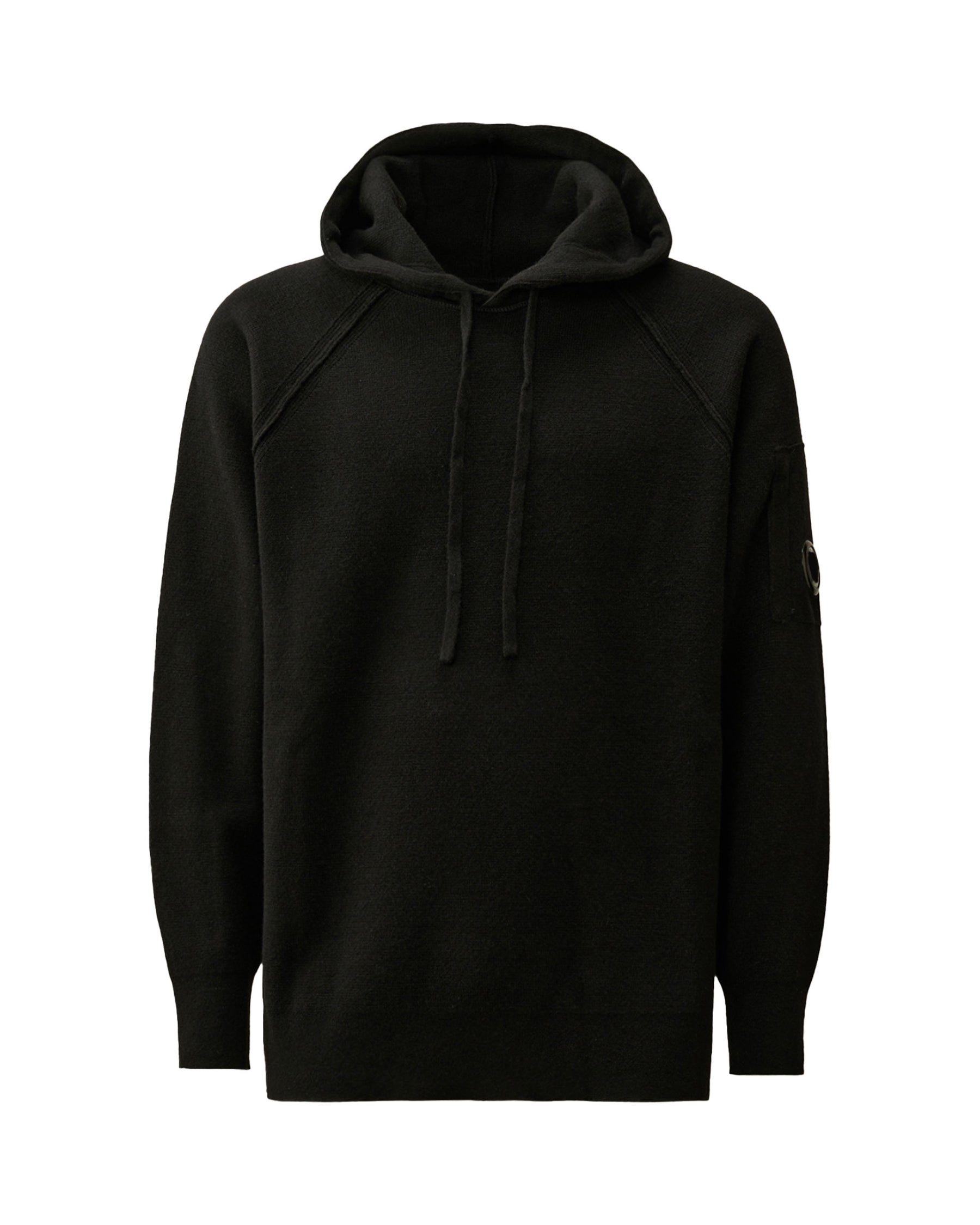 CP Company Lambswool Grs Waffle Hooded Knit Black