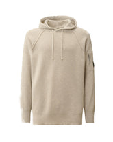 CP Company Lambswool Grs Waffle Hooded Knit Off White Melange