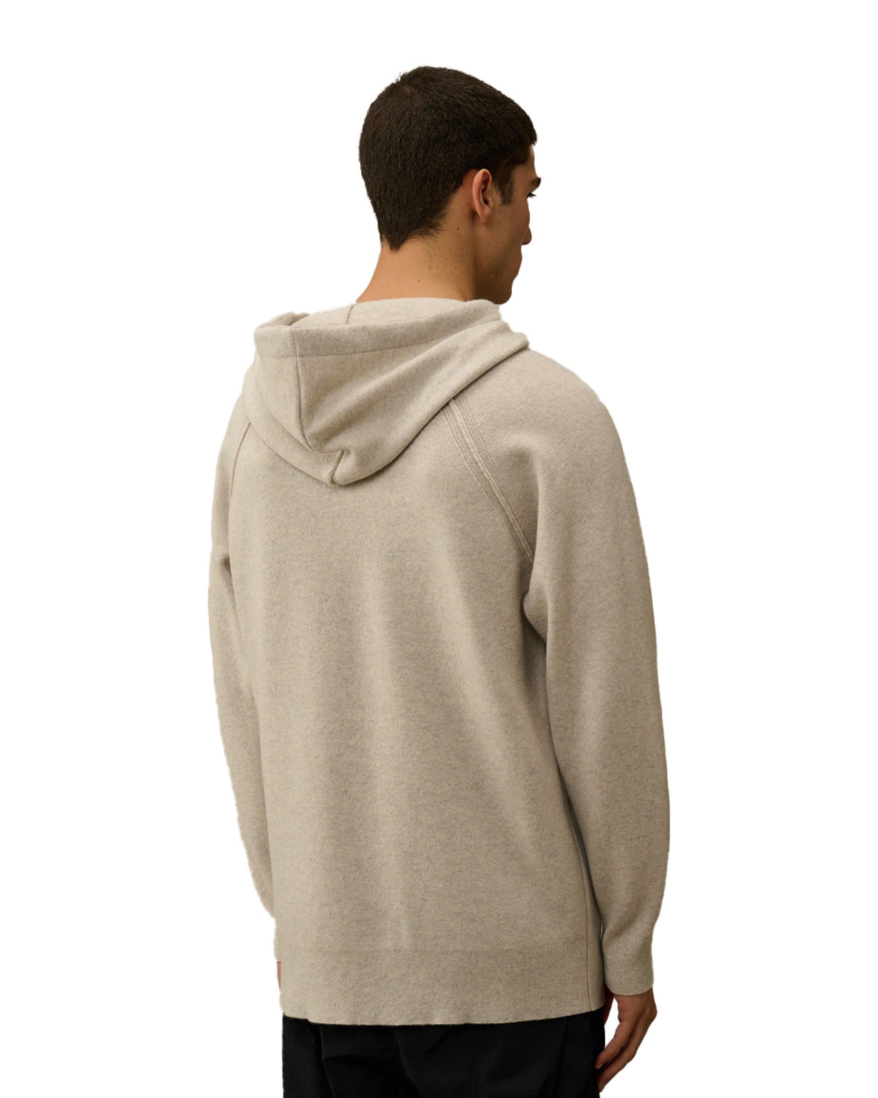 CP Company Lambswool Grs Waffle Hooded Knit Off White Melange