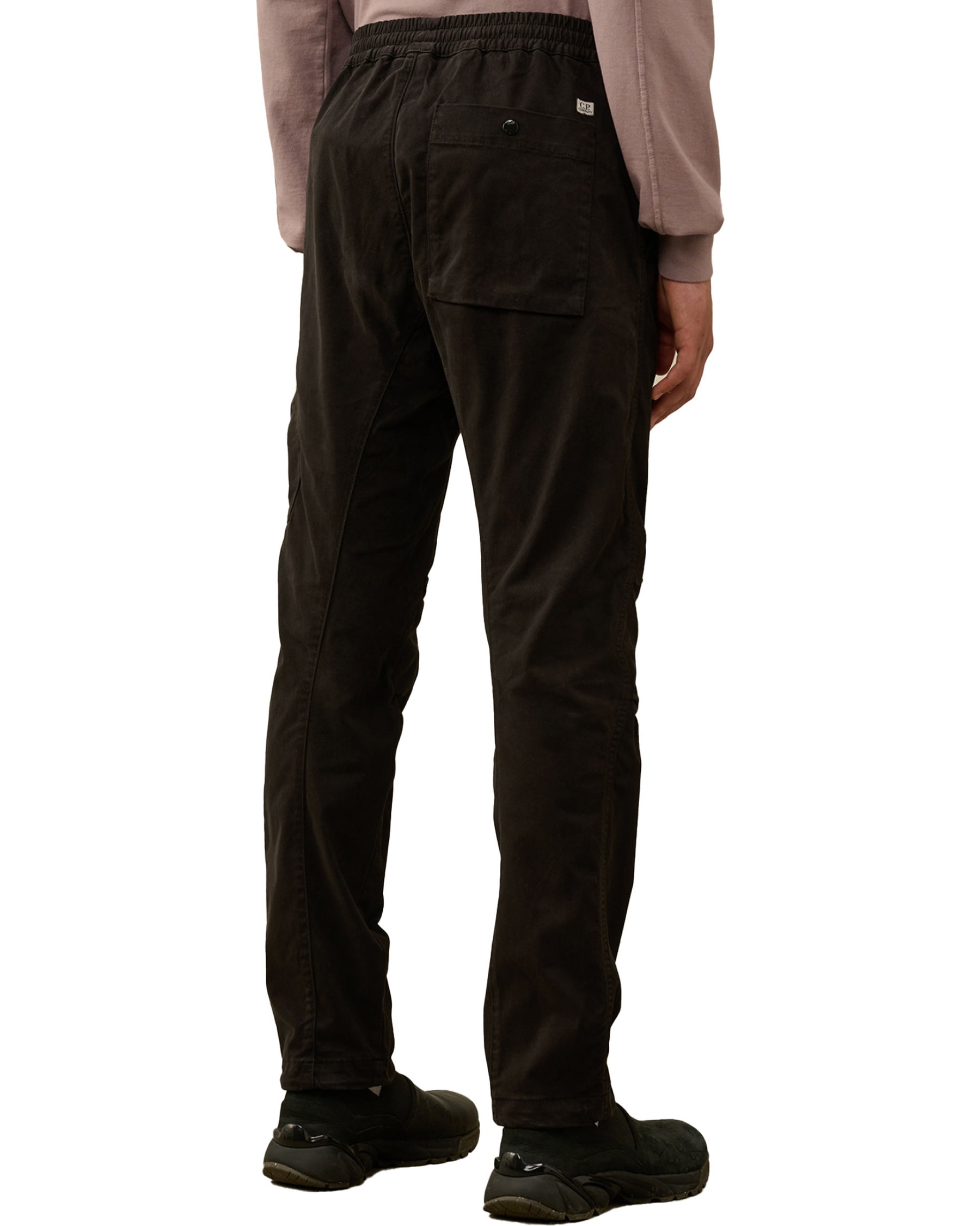 CP Company Stretch Sateen Ergonomic Lens Single Cargo Pants Black