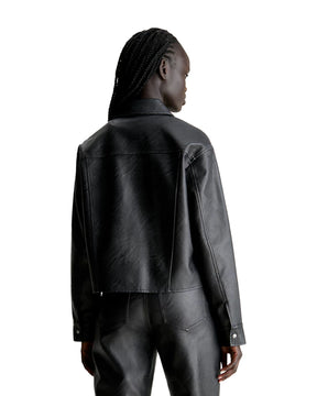 Calvin Klein Faux Leather Relaxed Shirt Black