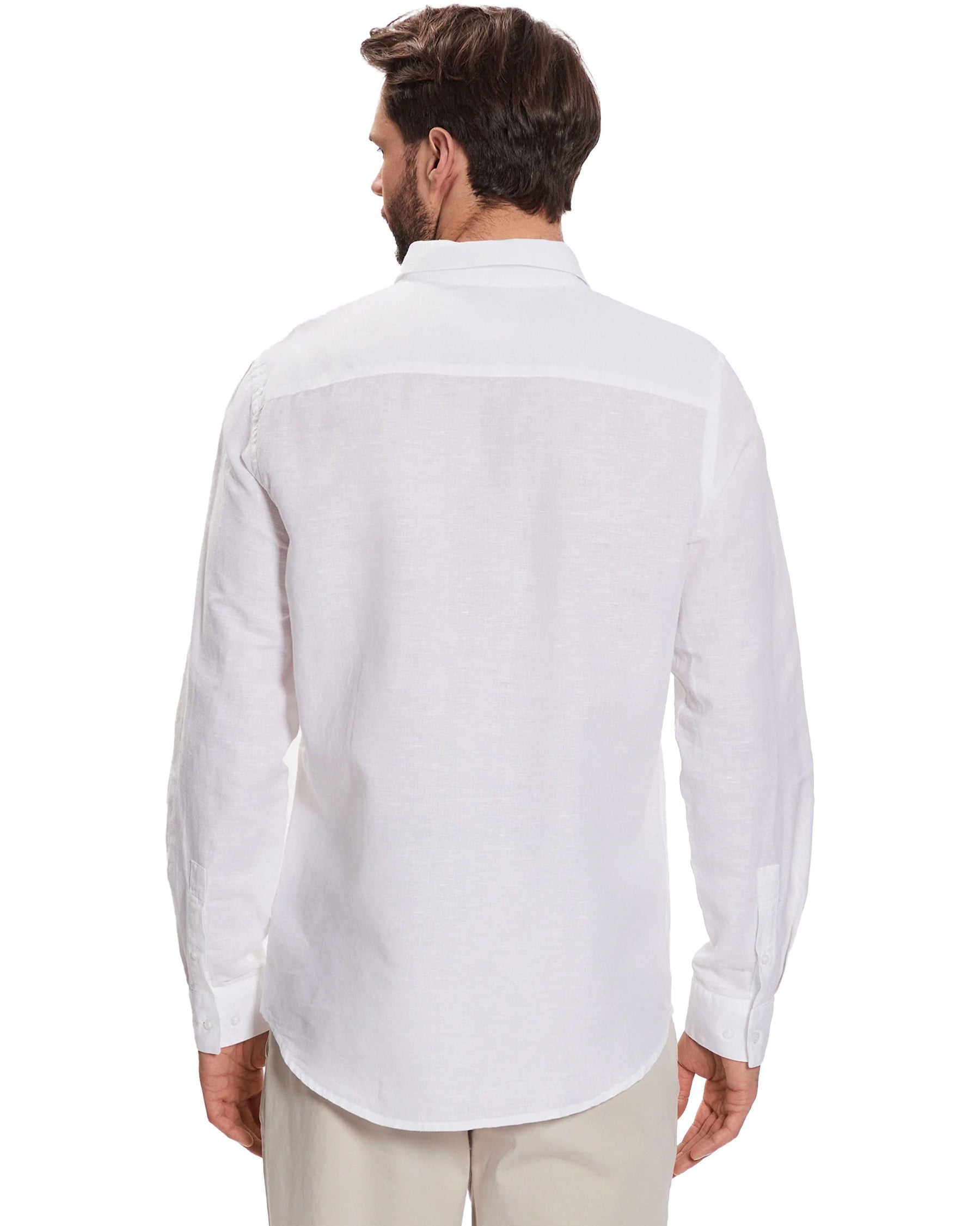 Calvin Klein Cotton Linen Regular Shirt White