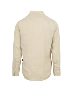 Man Shirt Boss Relegant Linen Beige