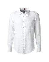 Man Shirt Boss Relegant Linen White