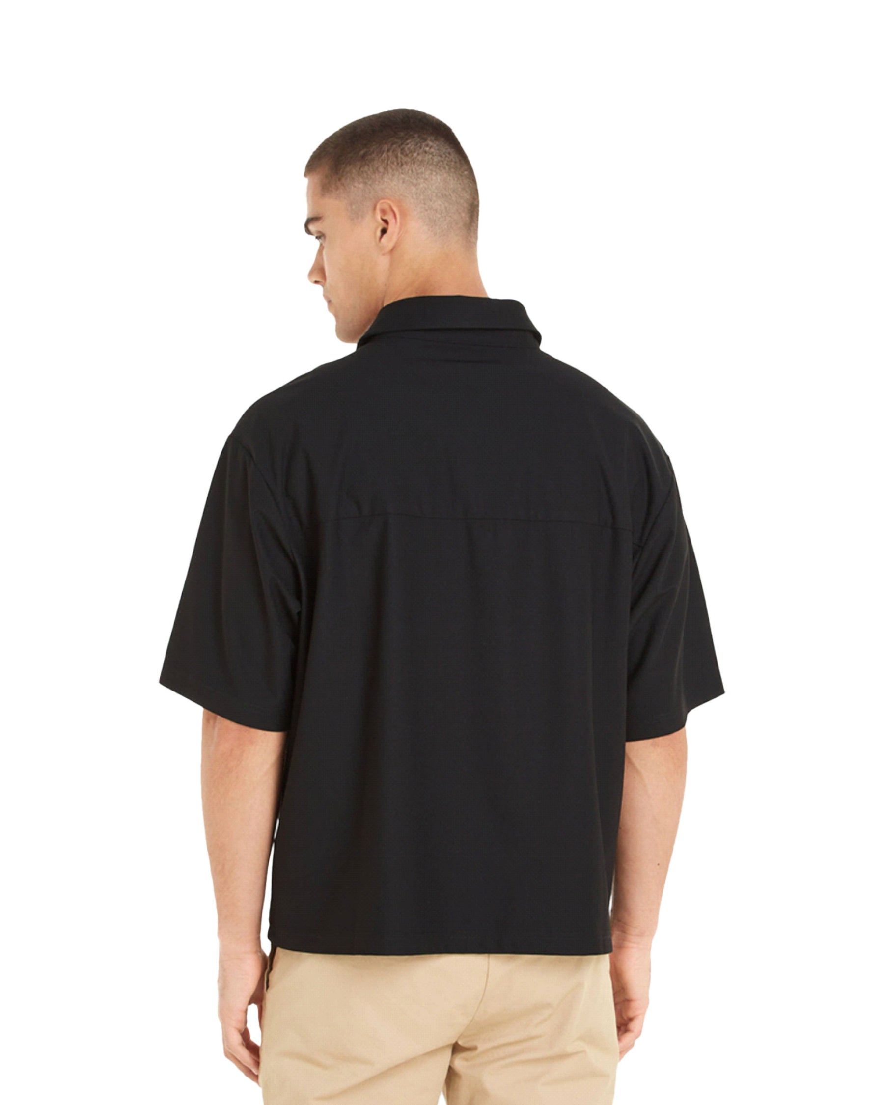 Calvin Klein Woven Tab Hwk SS Shirt Black