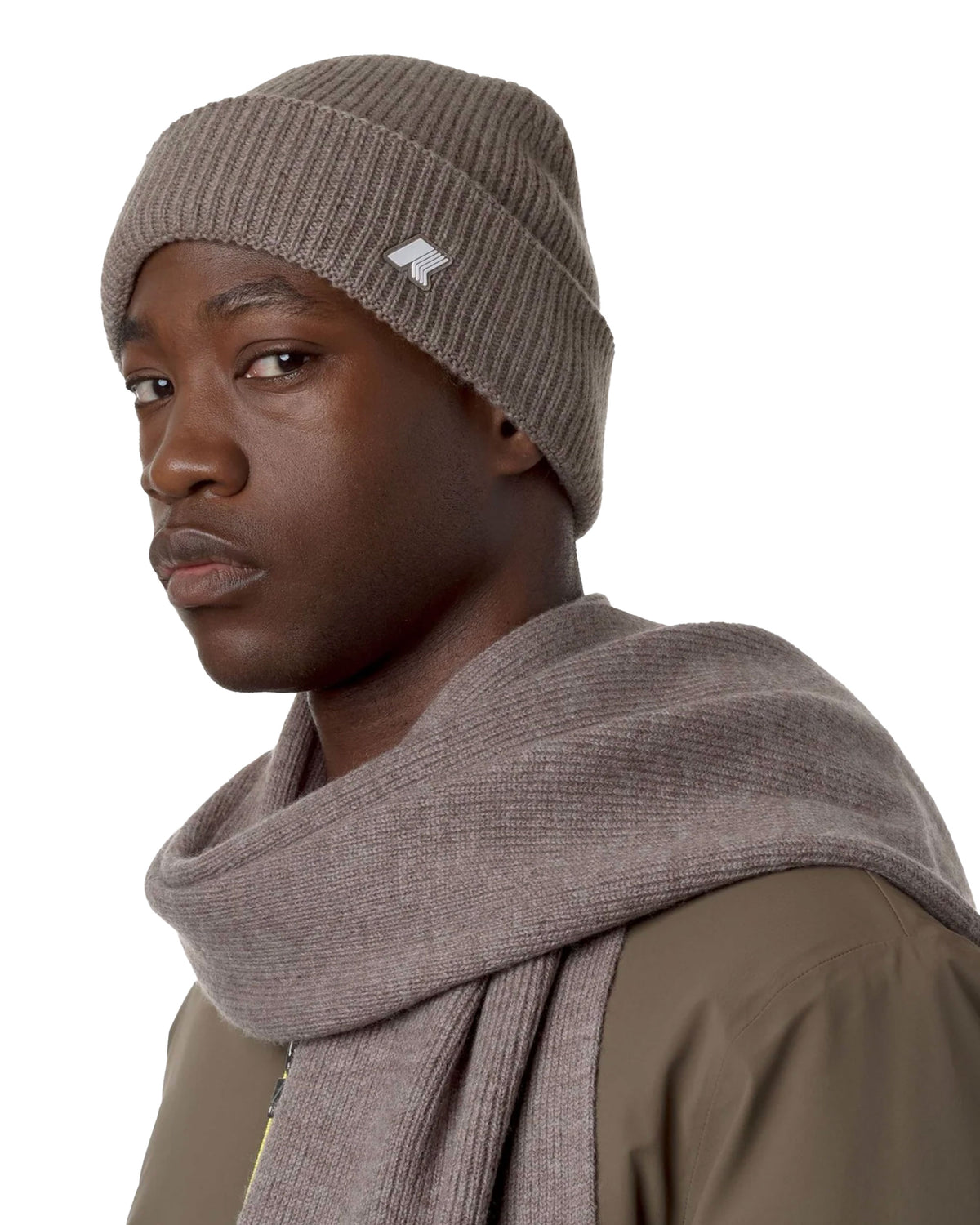 Beanie Hat K-Way Brice Cardigan Stitch Wool Beige