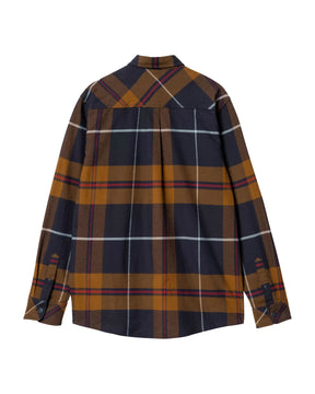 Carhartt Wip L-S Garnett Shirt Garnett Check-Deep H Brown