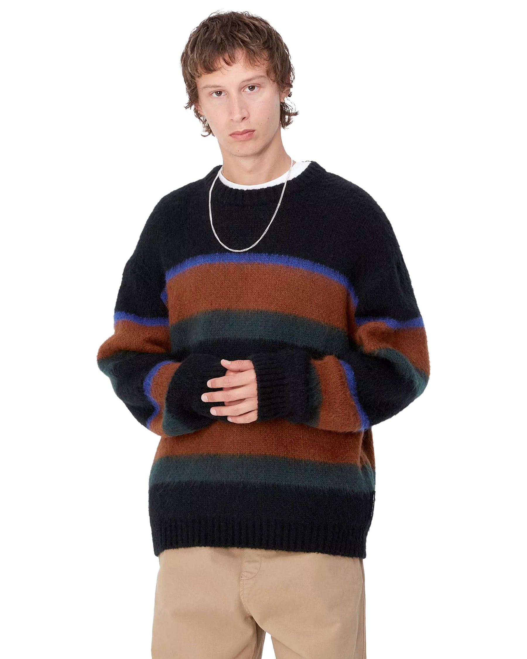 Carhartt Wip Merton Sweater Sundling Stripe-Deep Hamilton Brown