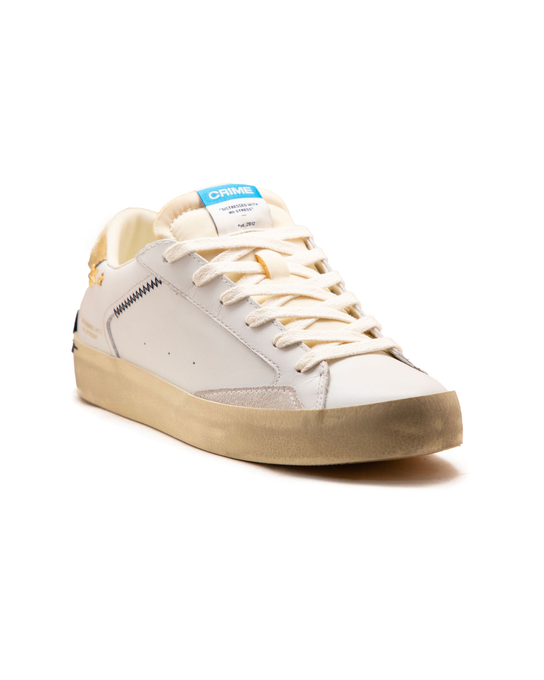 Crime London Distressed Bianco-Beige Borchie