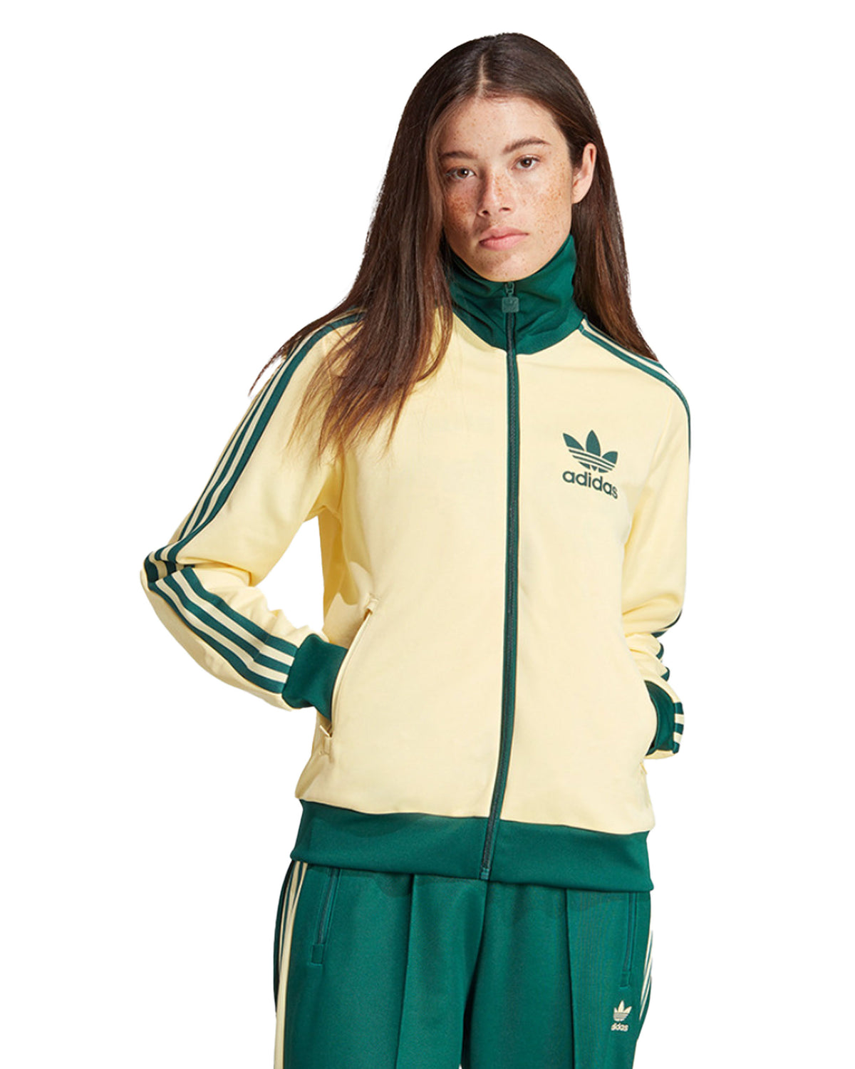 Woman's Sweatshirt Adidas Beckenbauer Tracktop Yellow Green