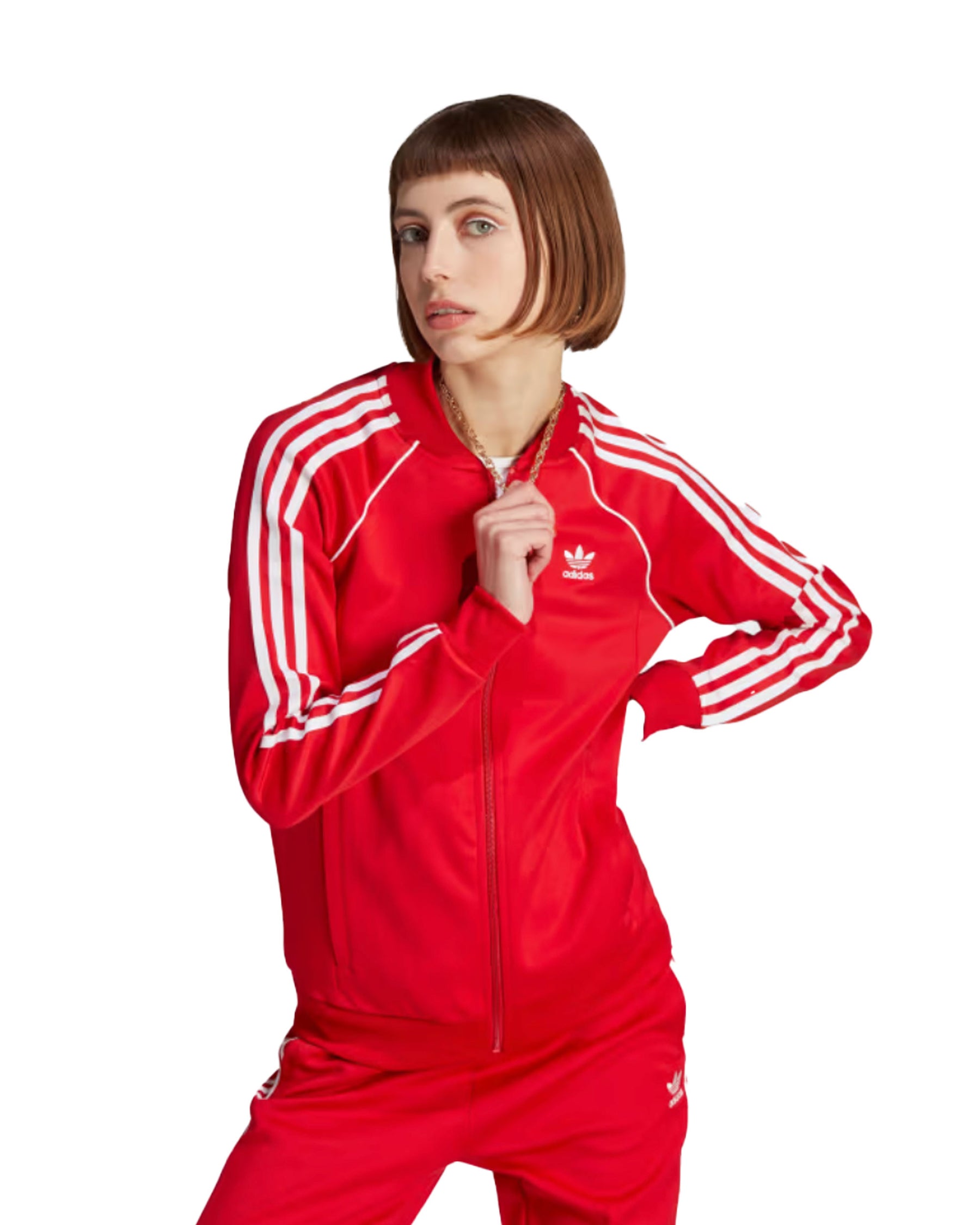 Felpa Donna Adidas Sst Track Top Rosso