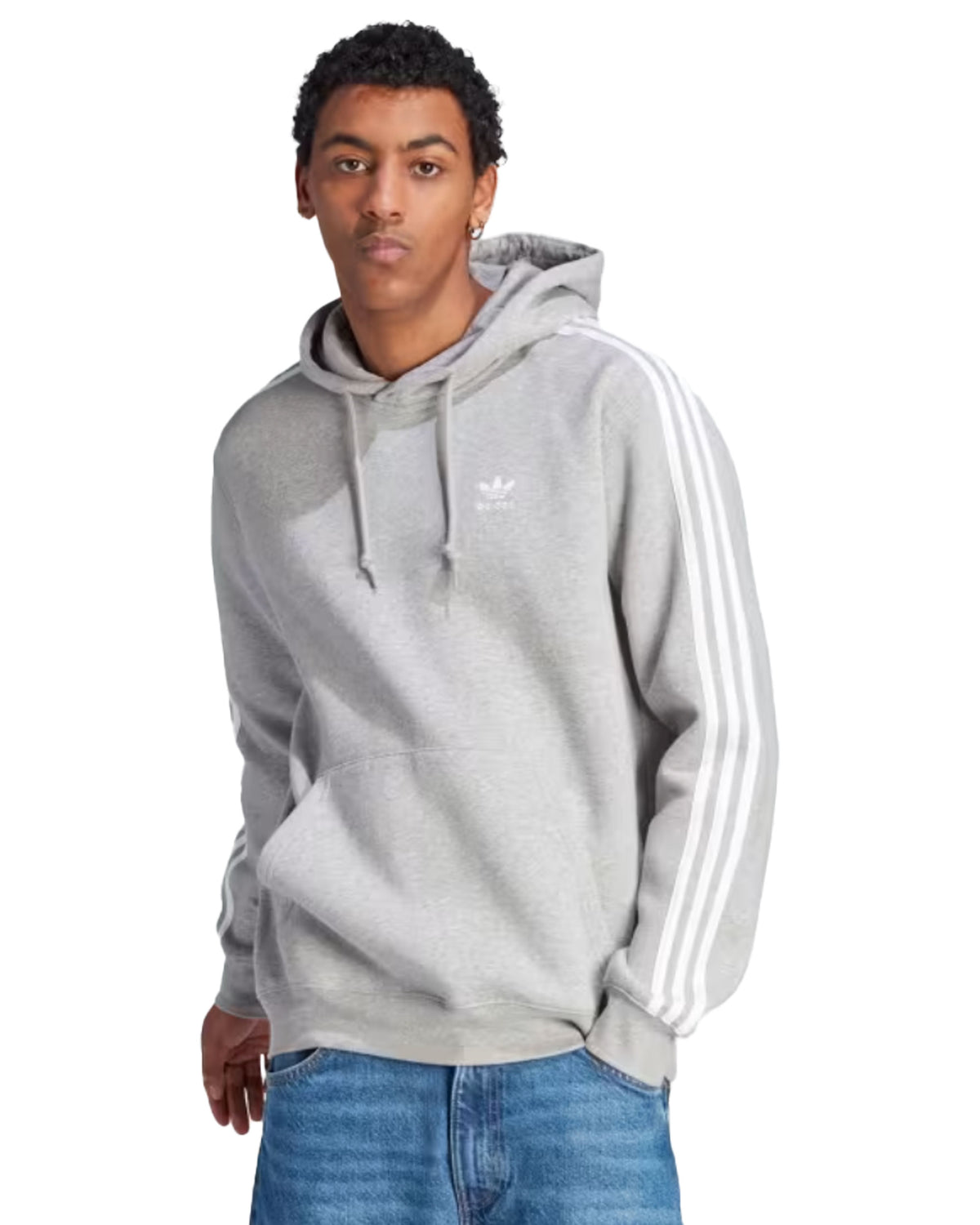 Felpa Uomo Adidas 3-Stripes Hoody Grigio