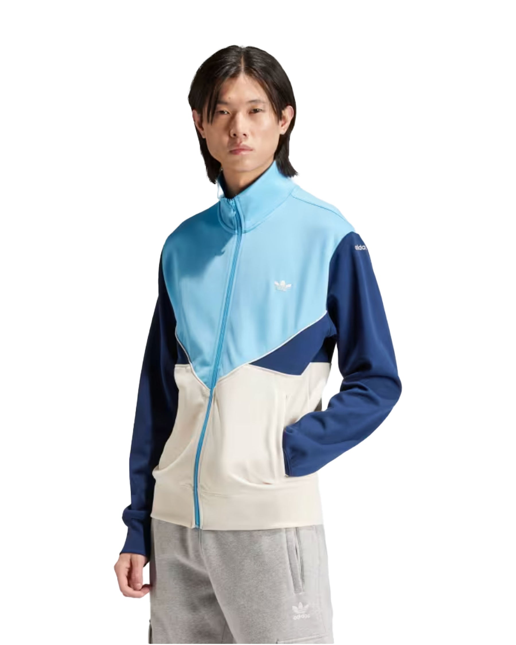 Felpa Uomo Adidas C Poly Track Top Celeste