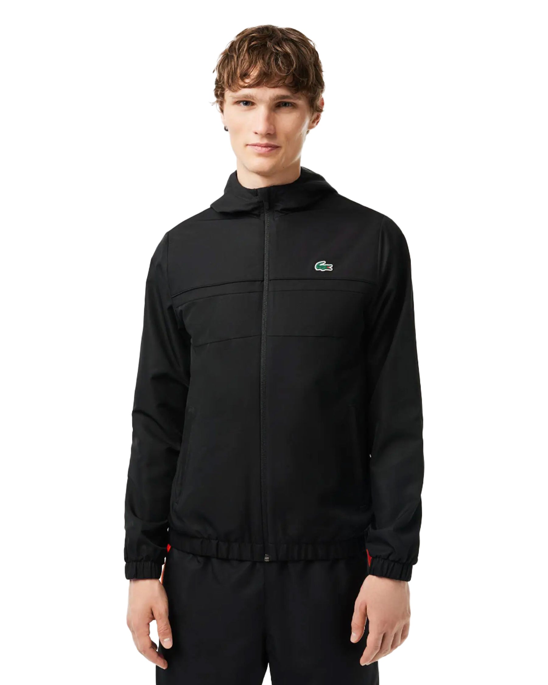 Giacca Uomo Lacoste Diamond Weave Hooded Nero