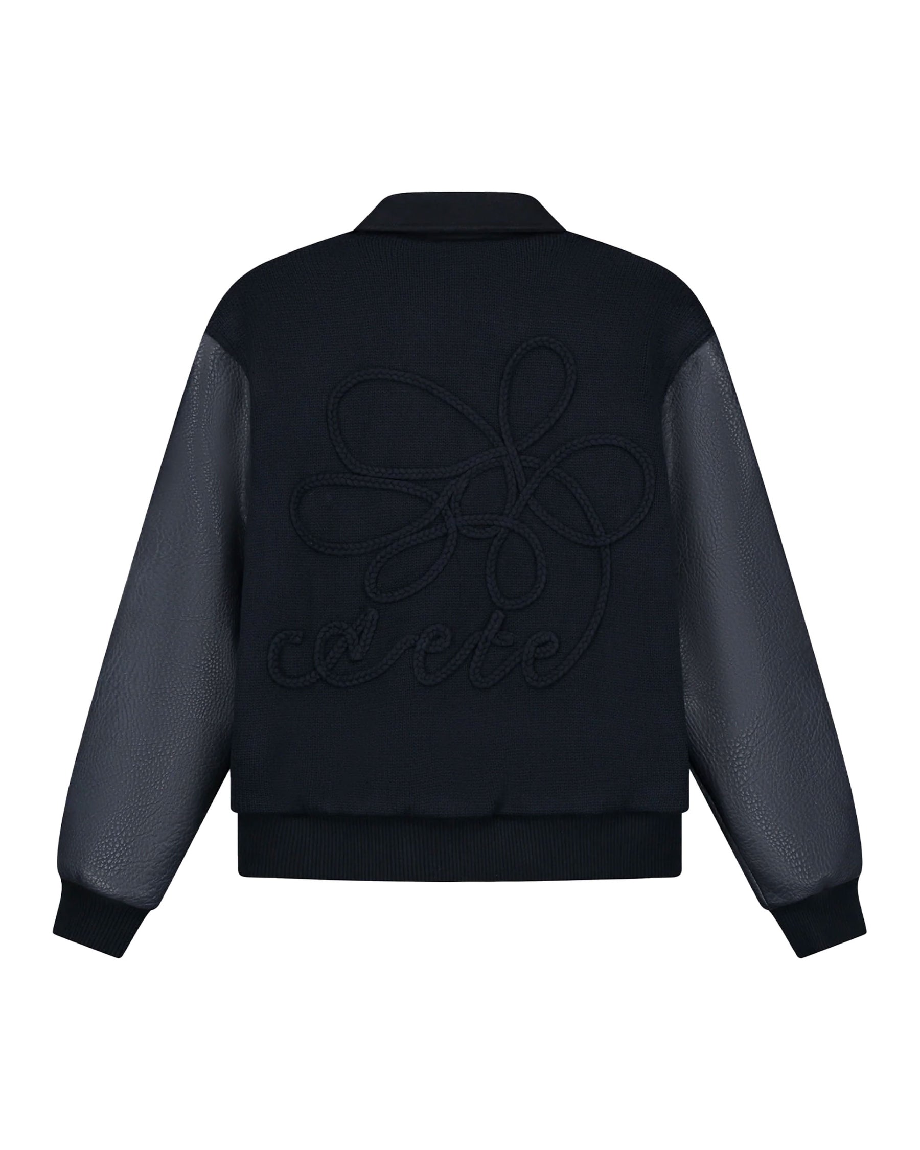 Arte Antwerp Embroidered Flower Varsity Jacket Navy