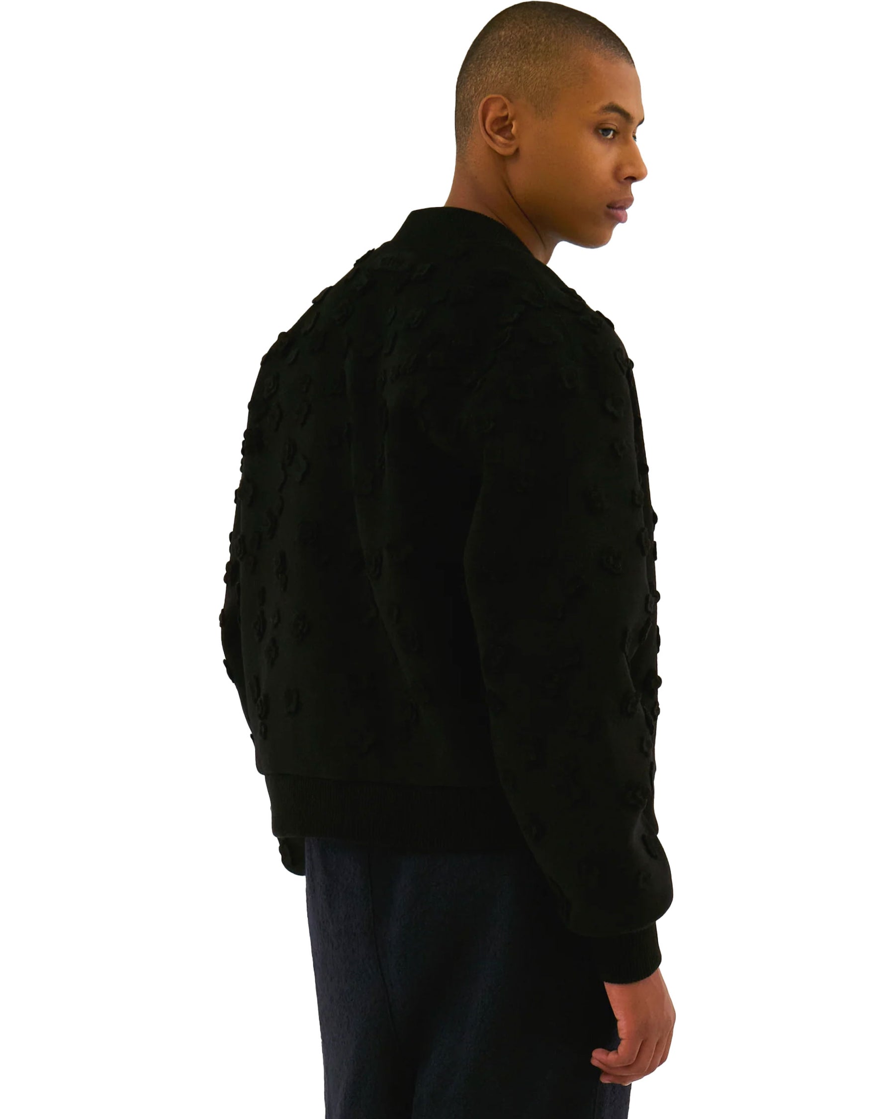 Arte Antwerp Flower Wool Bomber Jacket Black