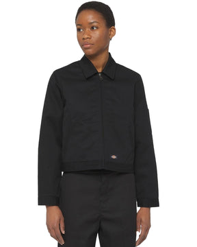 Woman's Jacket Dickies Lined Eisenhower Crop Rec Black