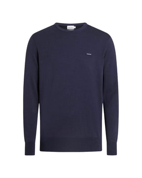 Man Sweater Calvin Klein Cotton Silk Blend Cn Blu