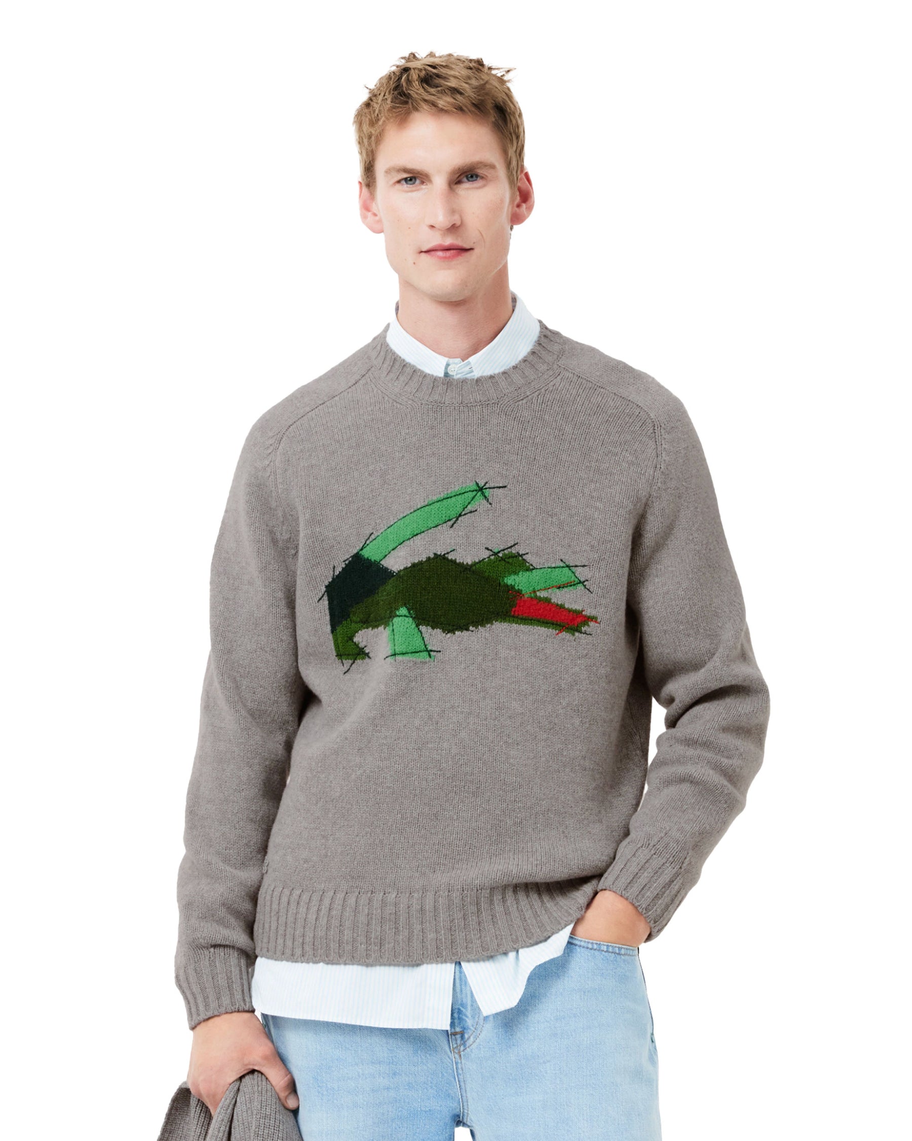 Man's Sweaters Lacoste Big Logo Grey