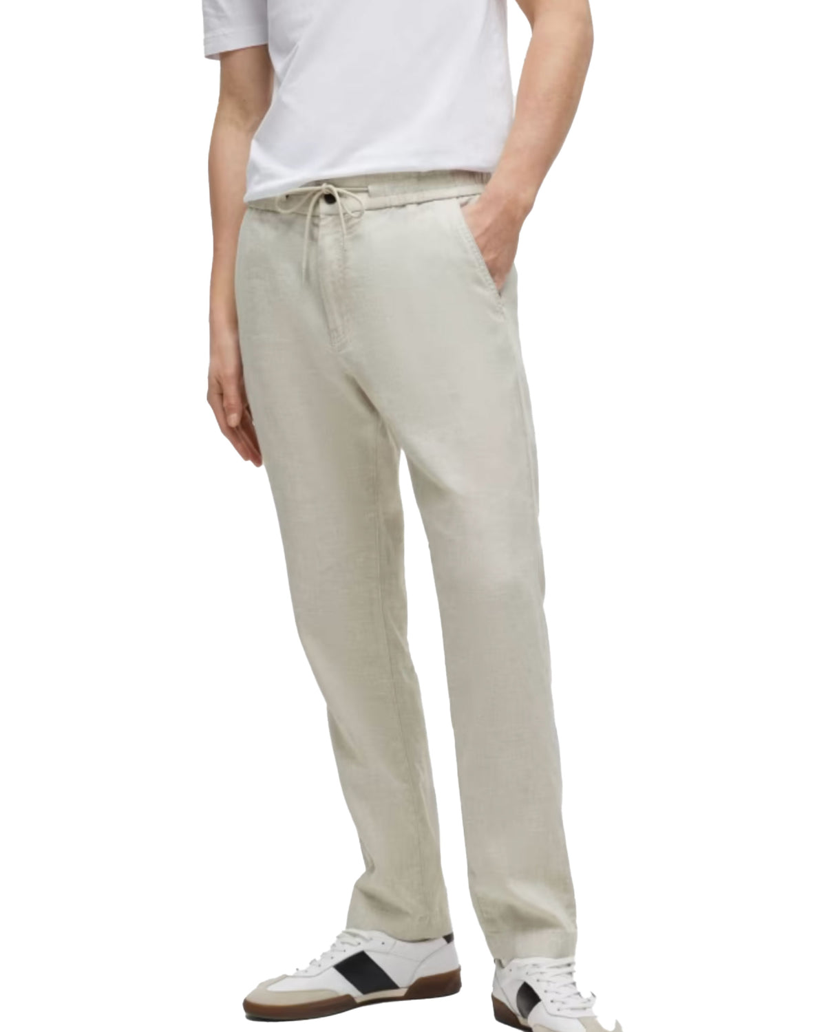 Pantalone Uomo Boss Lino Sanderson Light Beige