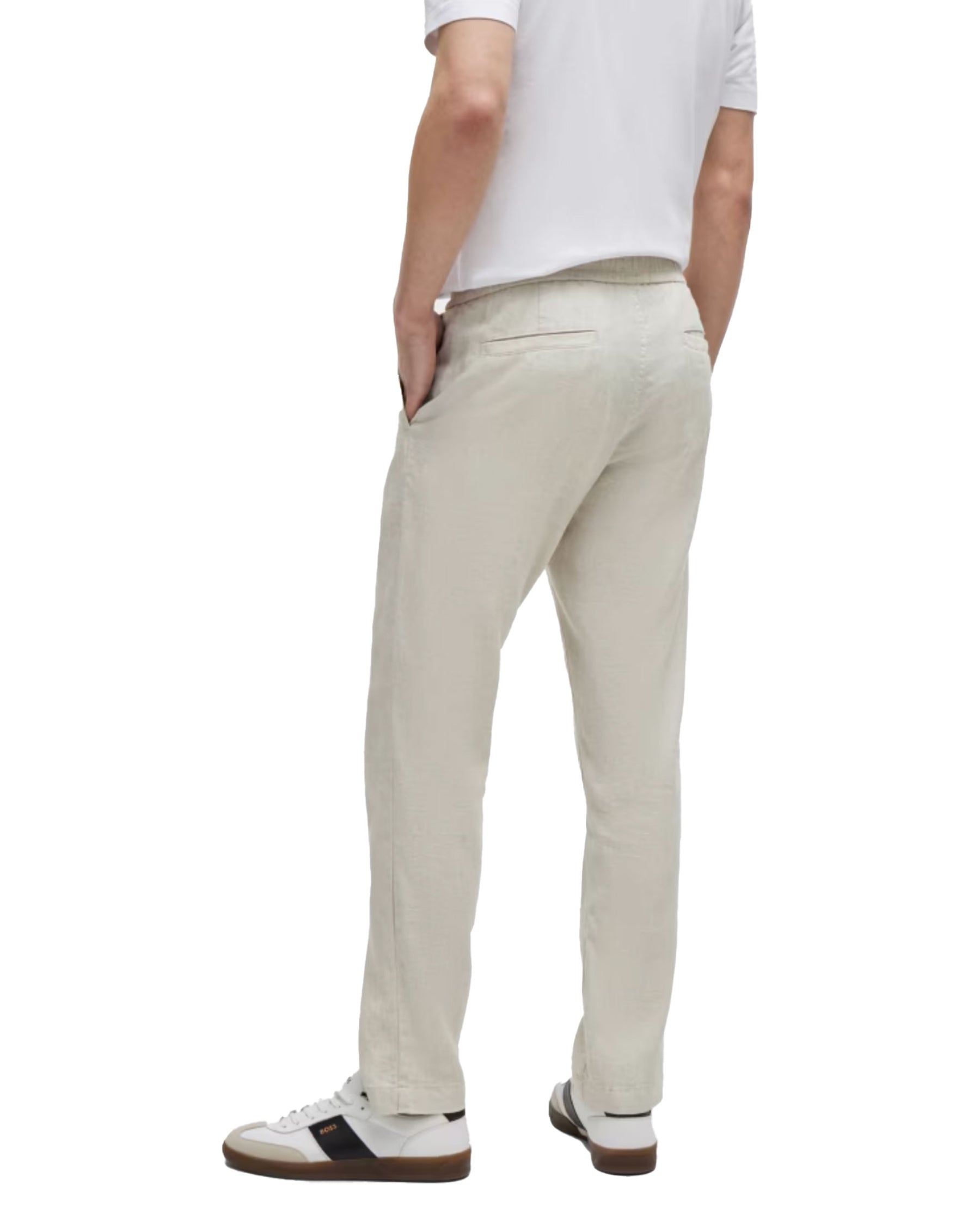 Man Trousers Boss Linen Sanderson Light Beige