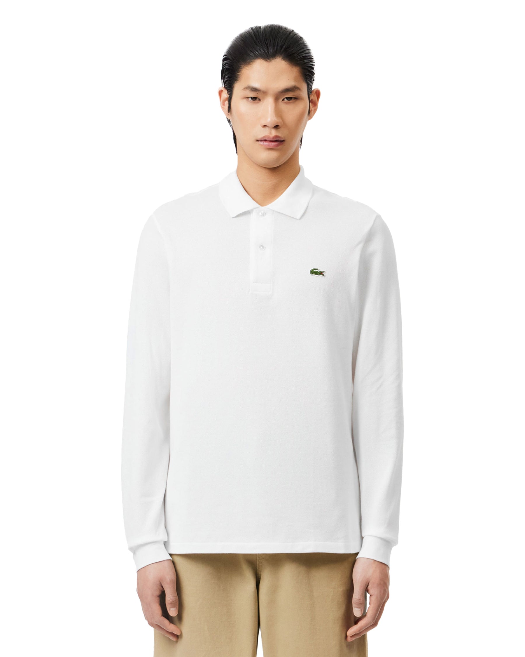 Man Polo Shirt Lacoste Long Sleeve L.13.12 White