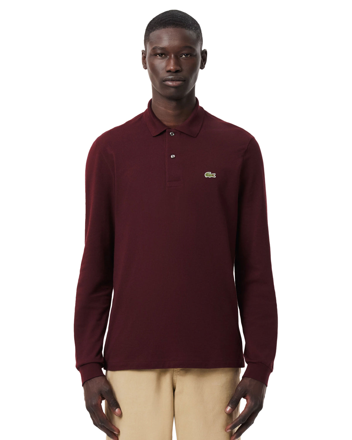 Man Polo Shirt Lacoste Long Sleeve L.13.12 Bordeaux