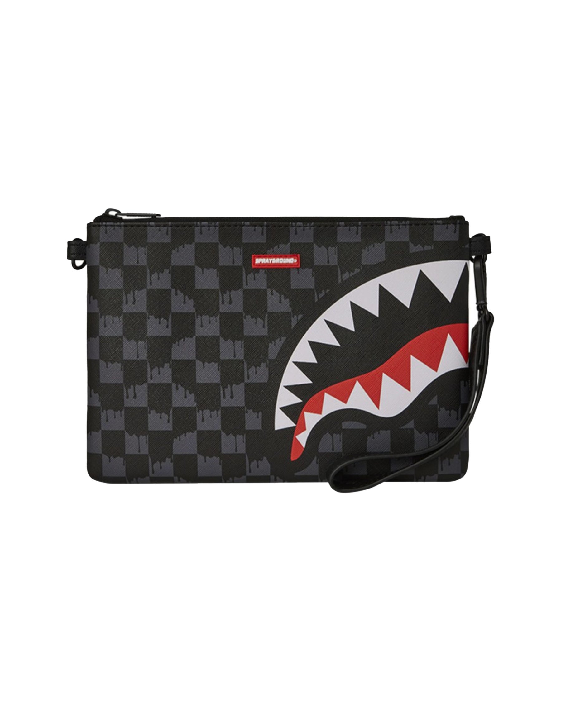 Sprayground Drip Check Shark Cross Clutch Strap