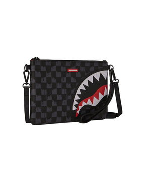 Sprayground Drip Check Shark Cross Clutch Strap