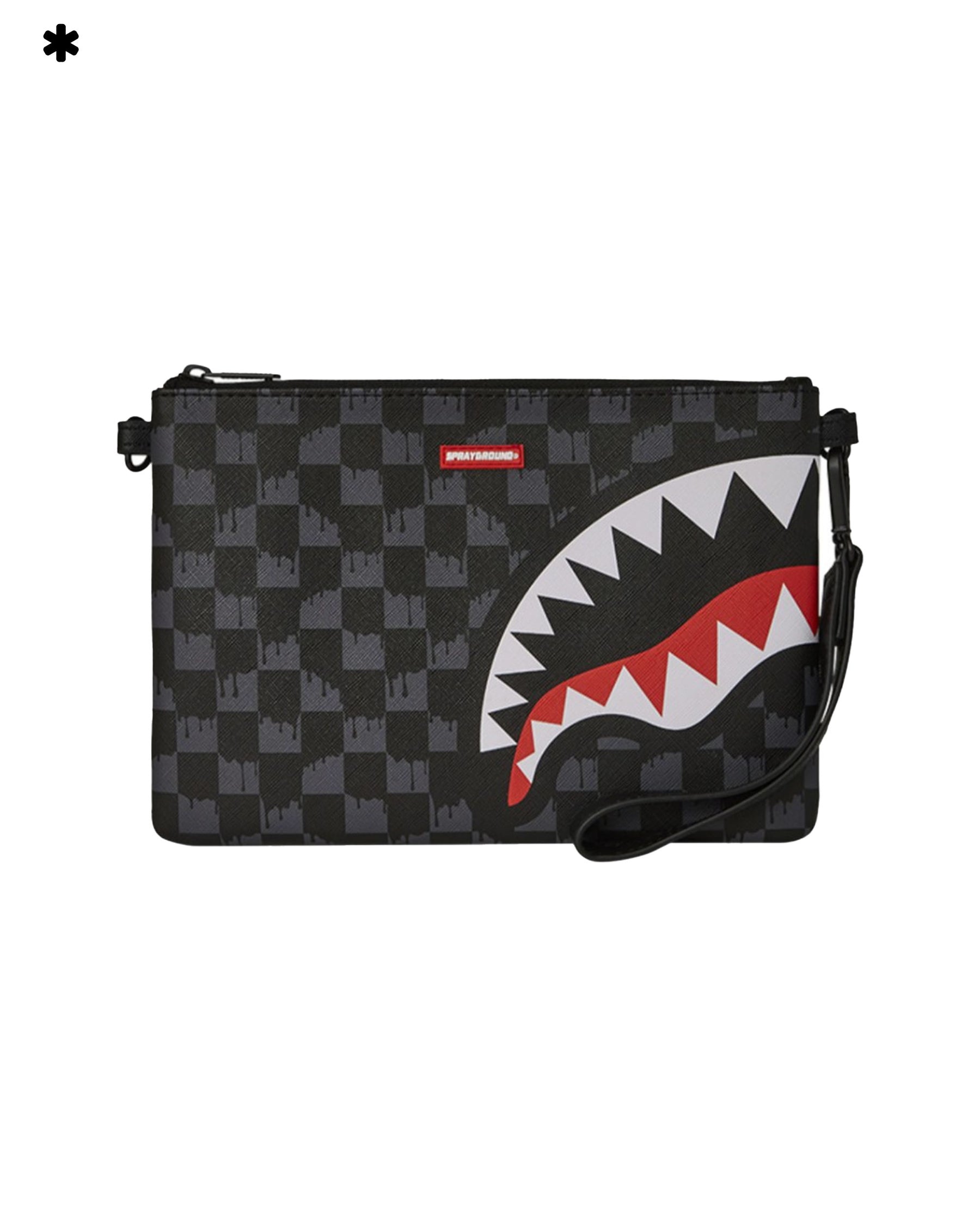 Sprayground Drip Check Shark Cross Clutch Strap